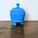 Blue moulded opaline bonbonnière, first half of the 20th century.
