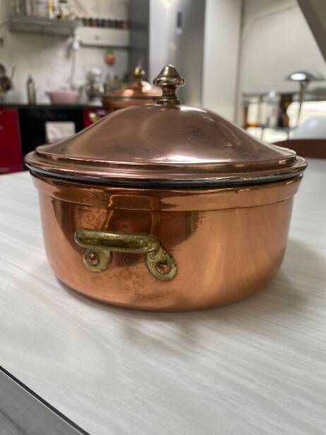 Antique solid tin-plated copper set – French manufacture – Gaillard