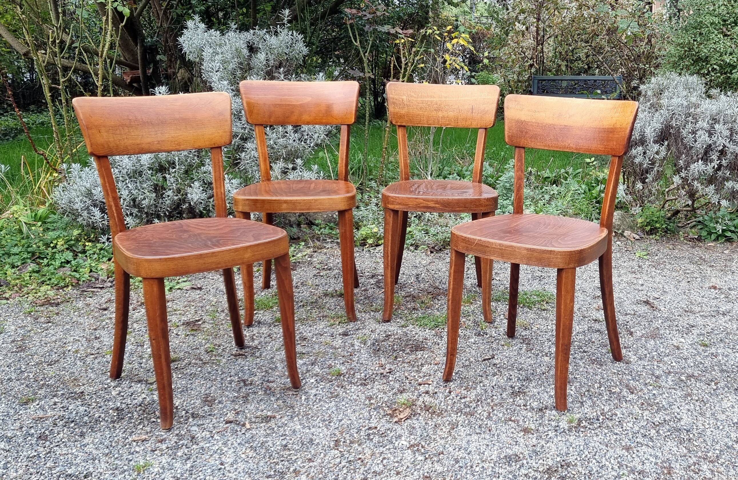 4 chaises bistrot suisses Horgen type années 50