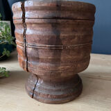 Old wooden mortar and pestle