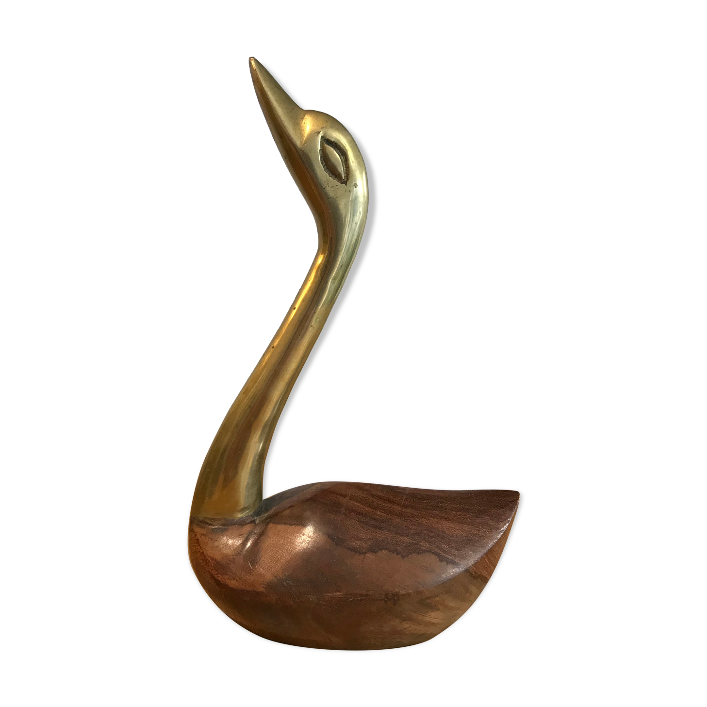 Duck in brass and wood