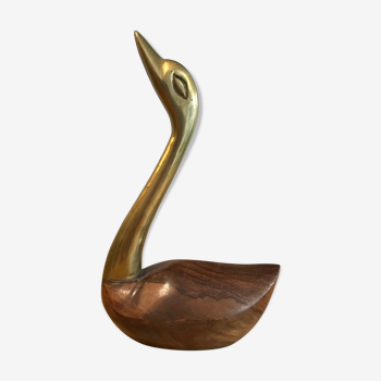 Duck in brass and wood