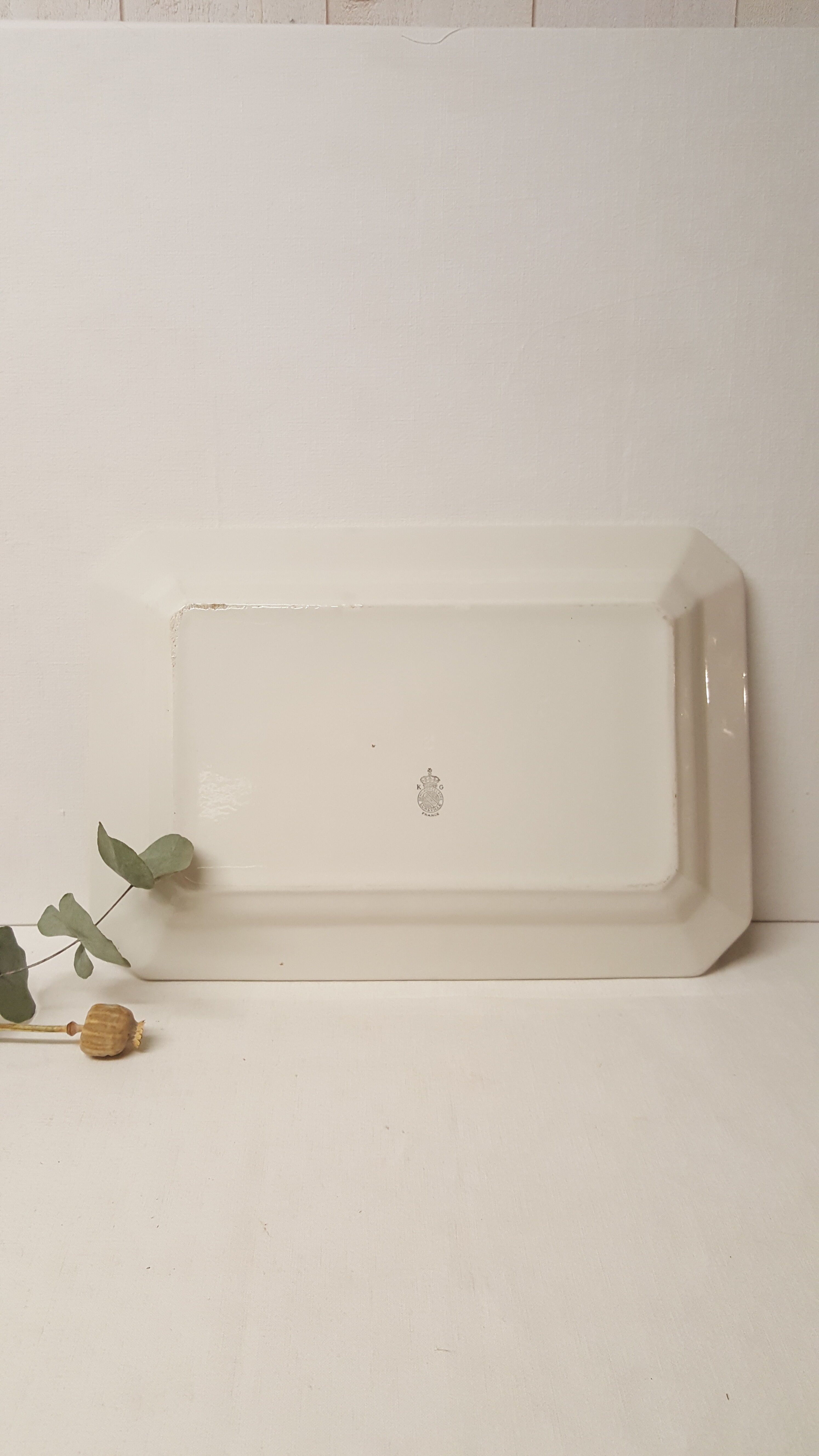 Large white rectangular dish Luneville France
