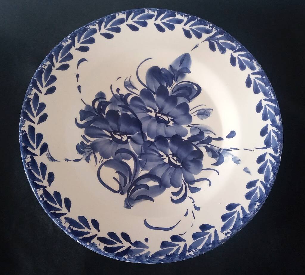 Large Portuguese Ceramic Plate Blue and White