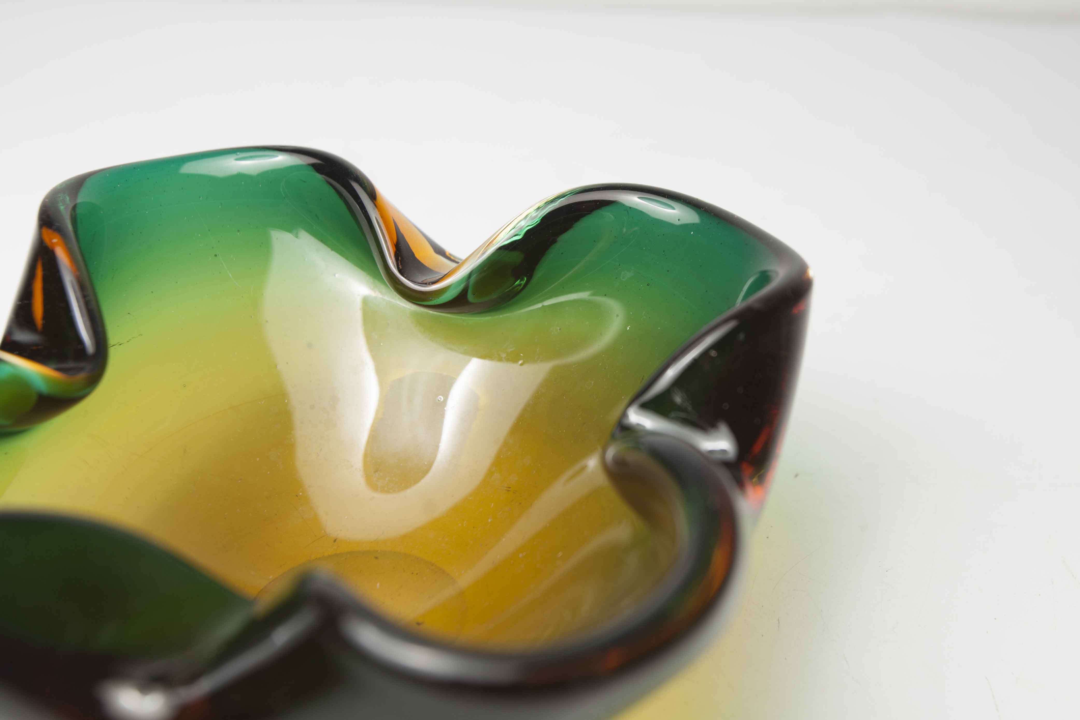 Murano 60's green and yellow ashtray