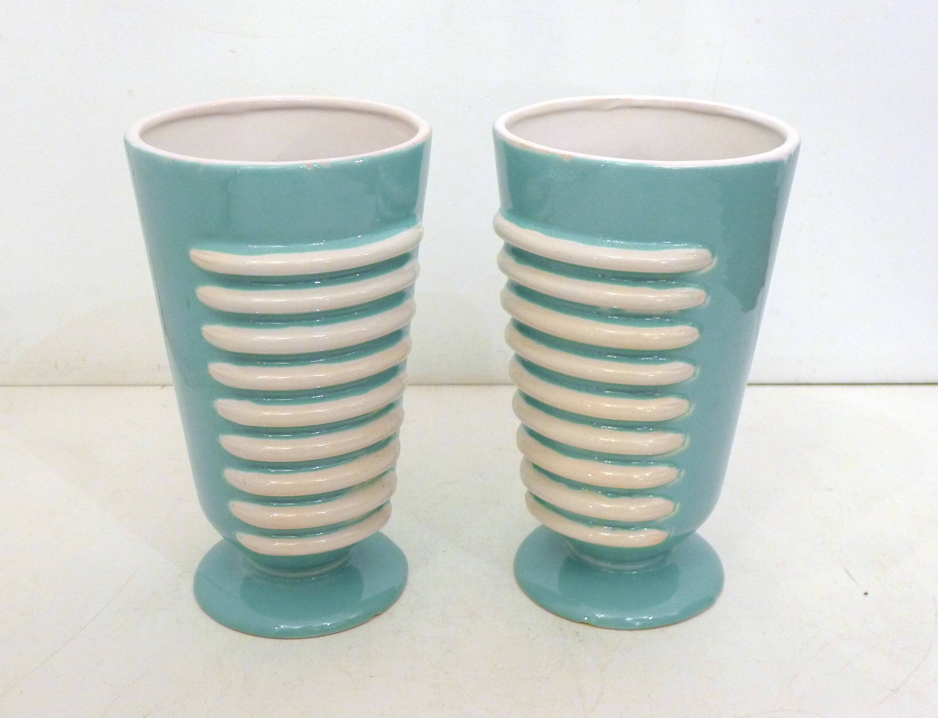 Paire de grands vases Art Déco 1940' Saint-Clément (H 25,5 cm)