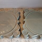 7 square plates in grey blue ceramic