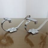 Pair of chrome metal coat hooks from the 1970s.