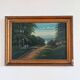 Vintage original coastal landscape oil painting, signed seaside art