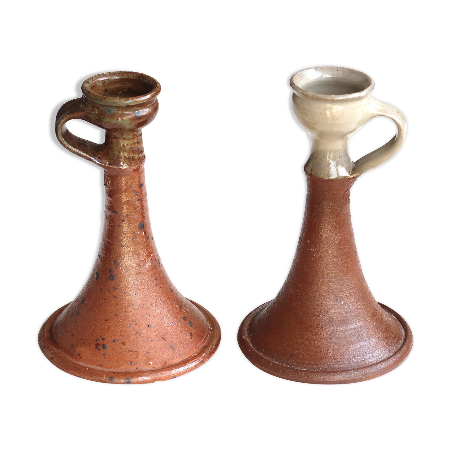 Paire de bougeoirs en grès de Pierre Digan, années 60