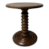 Table d'appoint en bois tourné brutaliste français de style Charles Dudouyt, France, années 1940
