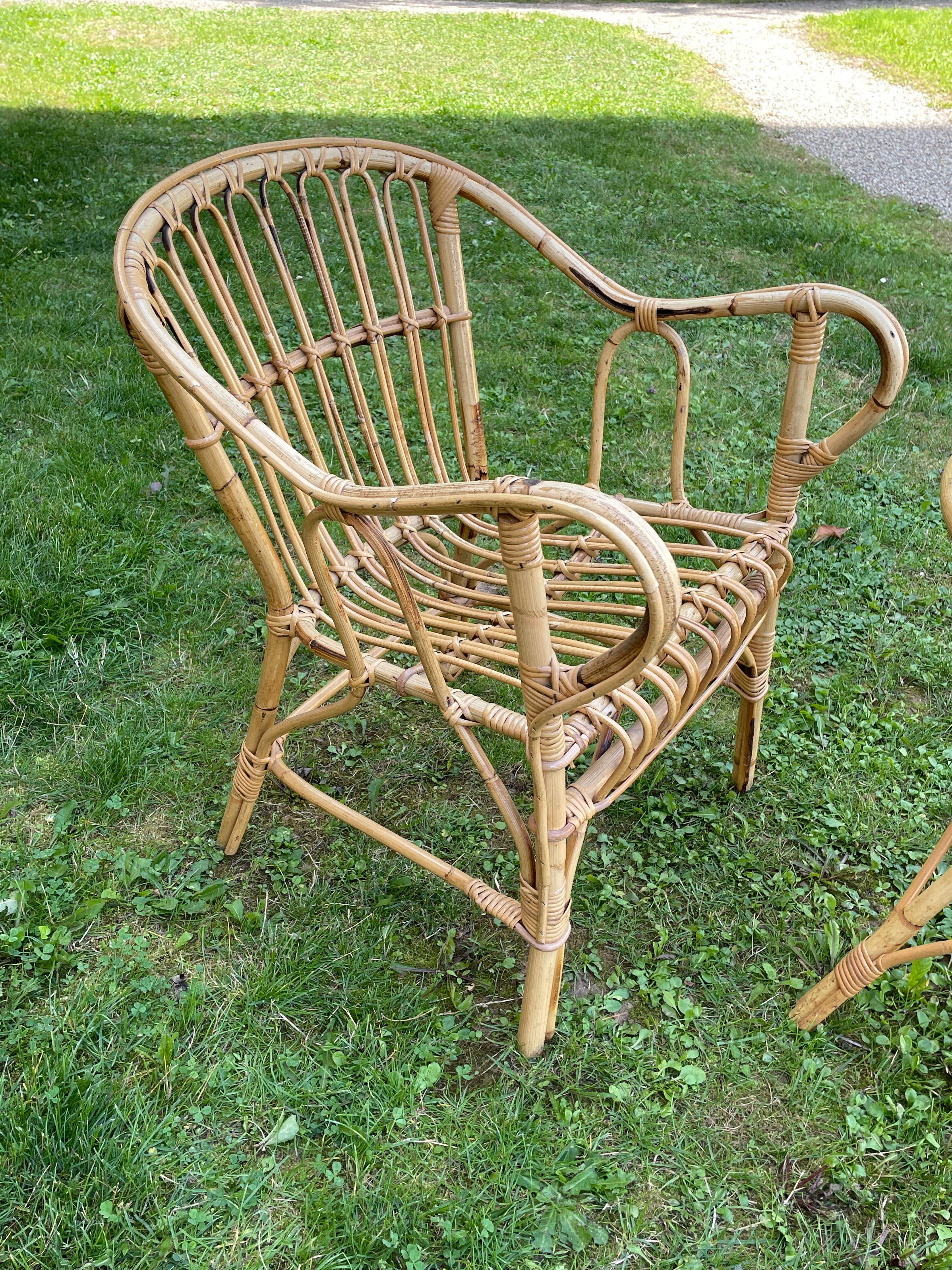 Rattan table and chair set