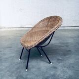 Wicker lounge chair in the style of Dirk Van Sliedregt for Rohé Noordwolde, Netherlands, 1960s.