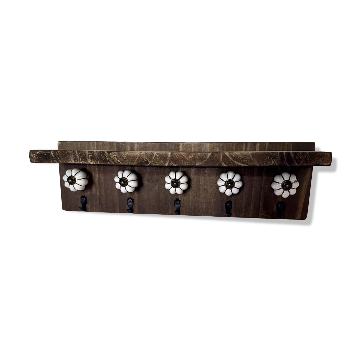 Wall-mounted key holder shelf | ceramic knobs | ceramic knobs