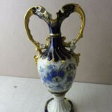 Vase amphore décor fleurs bleues Royal Dux, Czechoslovakia Bohemia