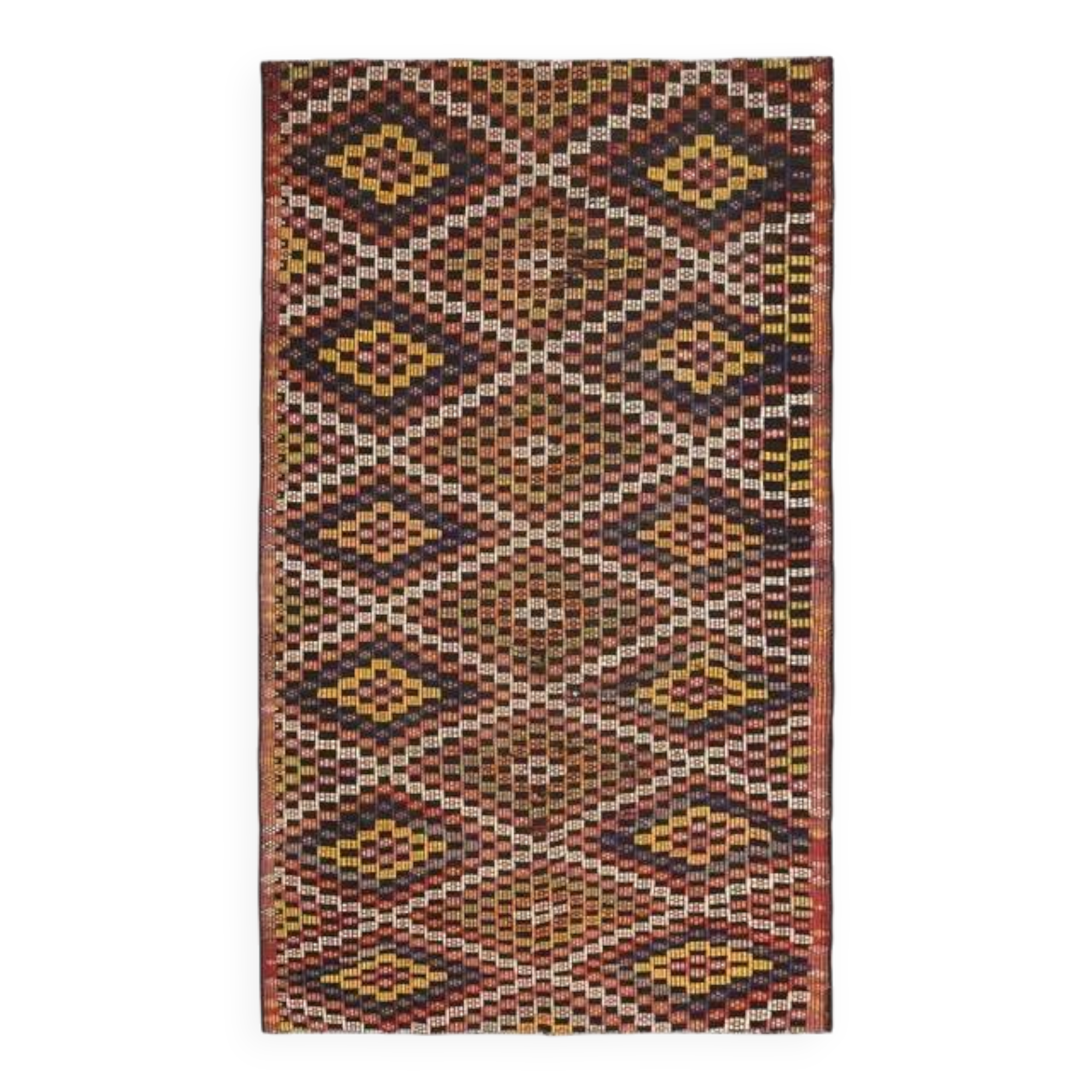 1970s Vintage Turkish Hand-Knotted Wool Cotton Brown Area Rug 176x309
