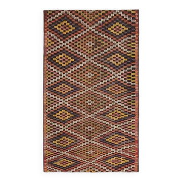 1970s Vintage Turkish Hand-Knotted Wool Cotton Brown Area Rug 176x309