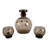 Liqueur service for two gilded crystal art deco Czechoslovakia