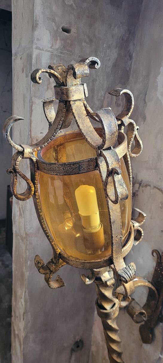 Pair of wrought iron torches