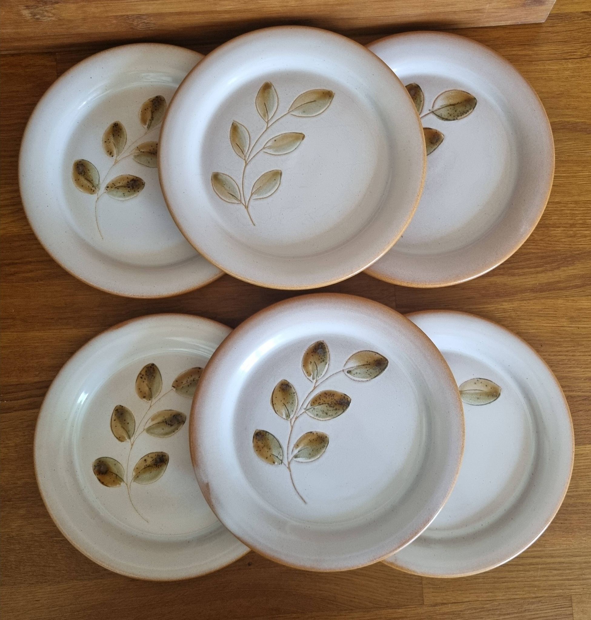 Ensemble de 6 assiettes à dessert vintage en faïence de St Amand décor Céve
