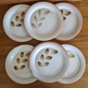 Ensemble de 6 assiettes à dessert vintage en faïence de St Amand décor Céve