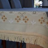old cotton/linen tablecloth with fringes