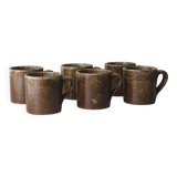 Set of 6 cups in vintage pyrite and glazed stoneware