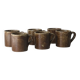 Set of 6 cups in vintage pyrite and glazed stoneware