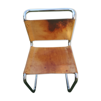 Marcel Breuer model B33 patinated leather chair