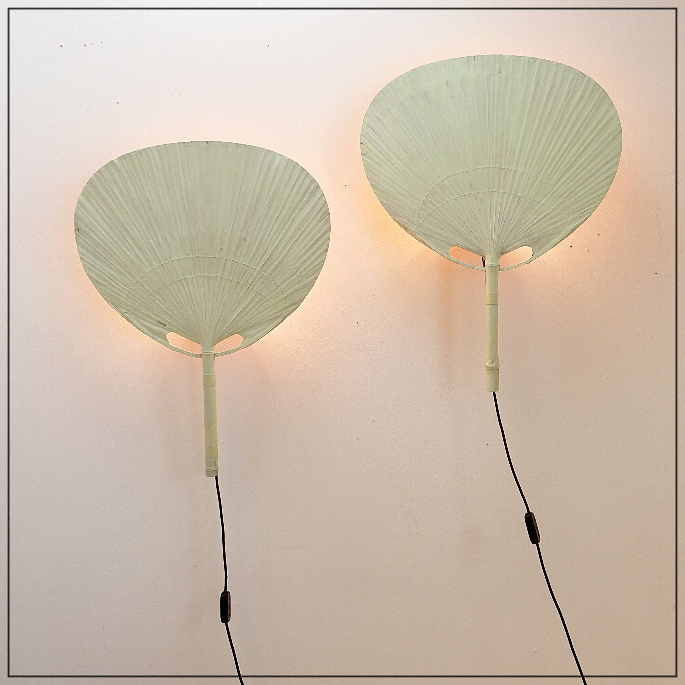 Pair of Uchiwa III wall lights by Ingo Maurer for M Design, 1970s