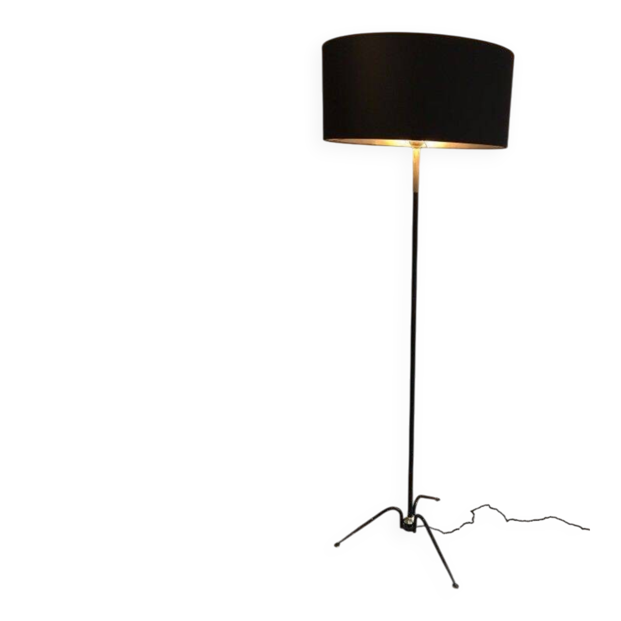 Floor lamp in black lacquered metal and brass