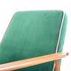 Vintage armchair, fully renovated, 1970s, green bottle velvet, pink edge