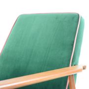Vintage armchair, fully renovated, 1970s, green bottle velvet, pink edge