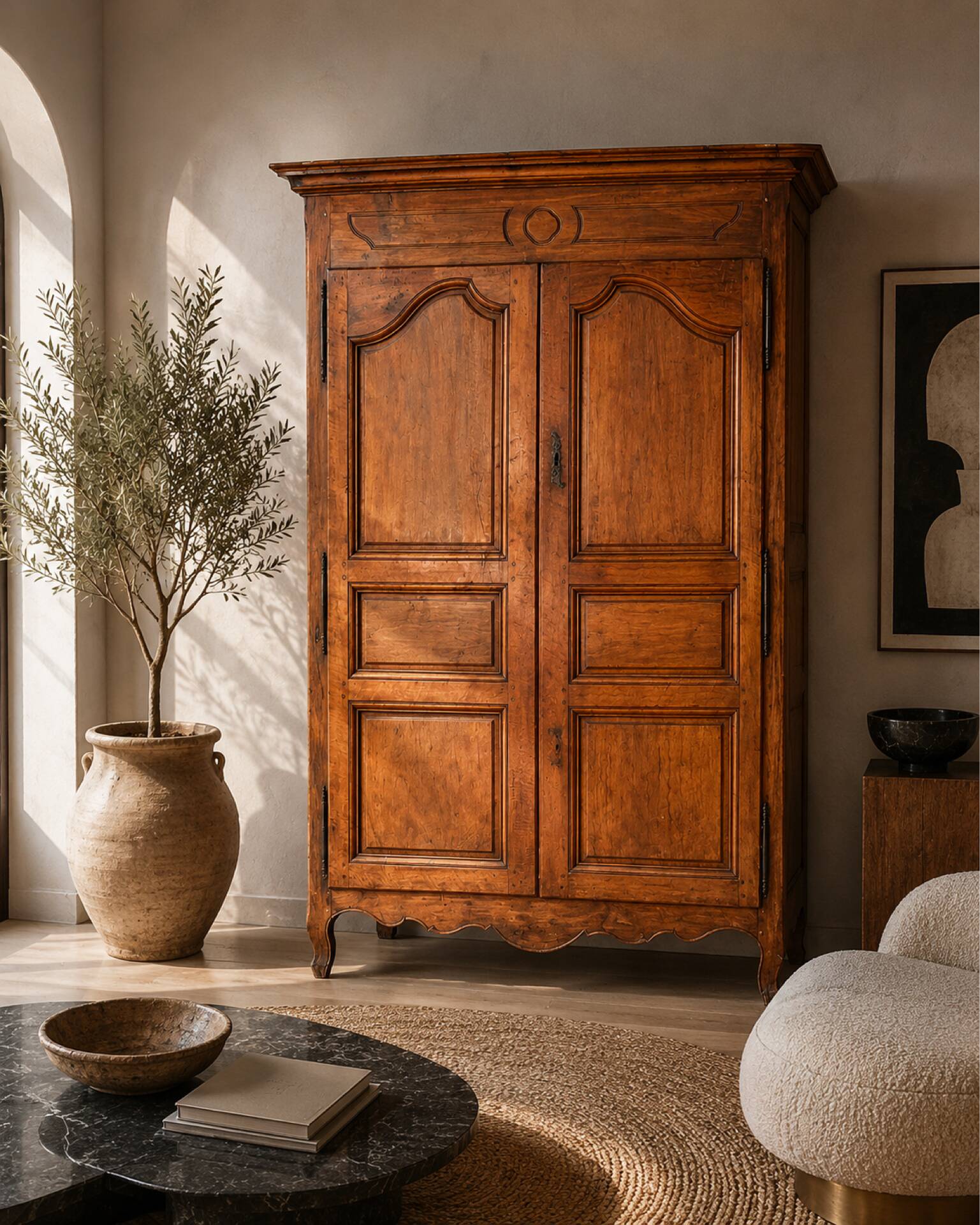 Antique Louis XIV wardrobe in solid cherry – Late 18th century – At