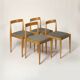 Set of 4 fully restored dining chairs produced by Drevotvar, Czechoslovakia, 1960 Kvadrat Fabric