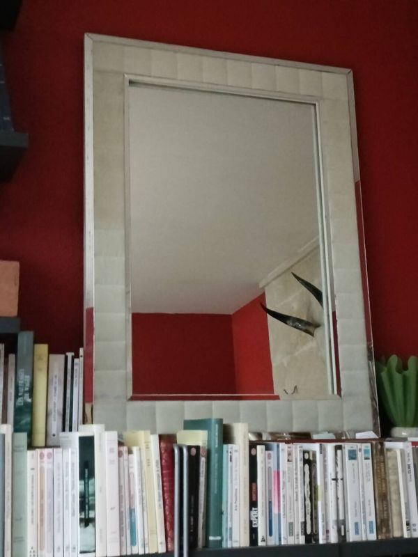 Grand miroir vintage velours capitonné