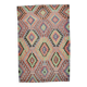 6x9 Green & Salmon Geometric Kilim Rug, 177x266Cm