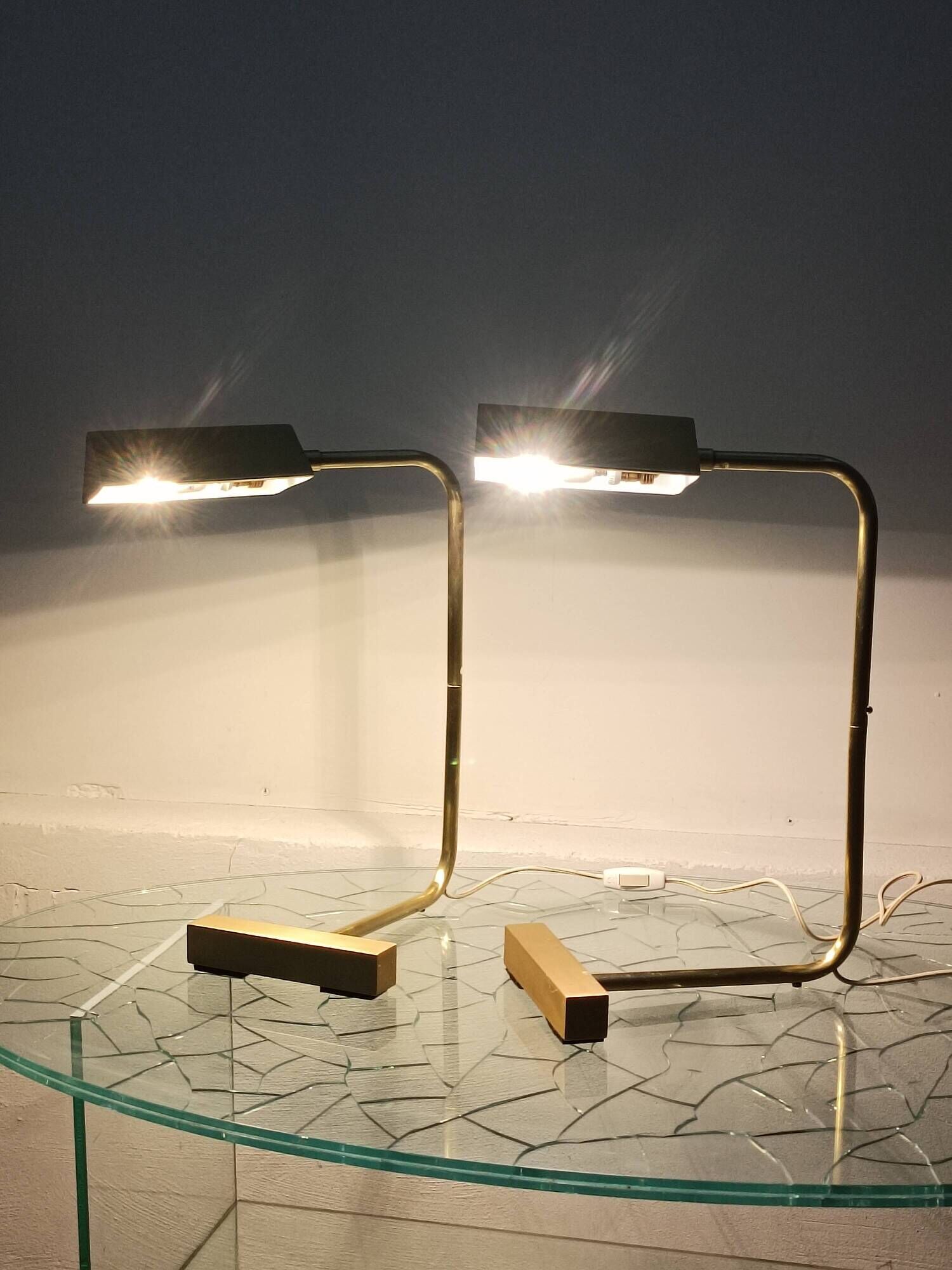 Lampes a contrepoids en laiton France 1960s