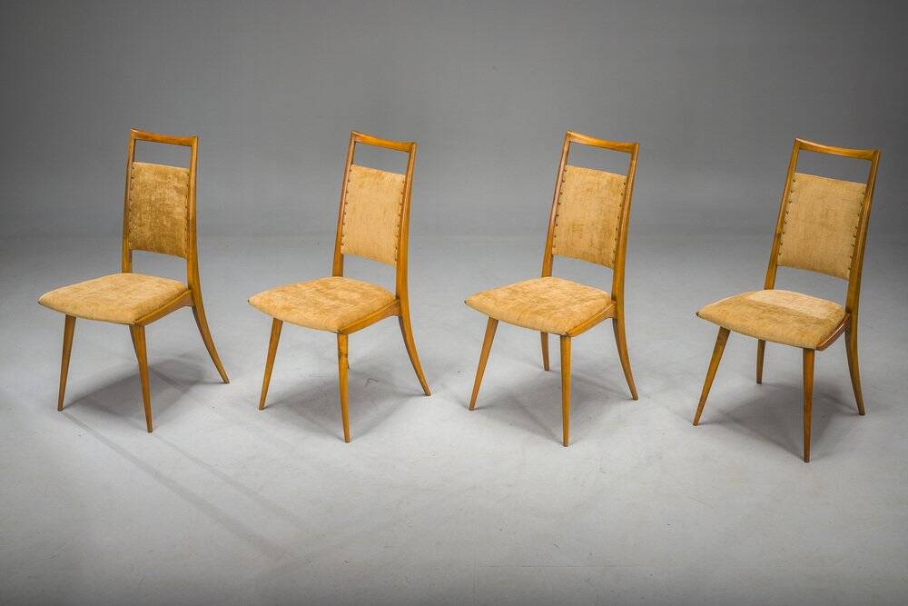 Mid-century modern dining chairs attributed to Ernst Martin Dettinger for Lucas Schnaidt, 1950s, set of 4