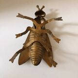 Vintage gold-tone metal fly/bee ashtray/trinket tray