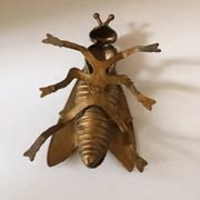 Cendrier vide poche Mouche abeille métal doré vintage