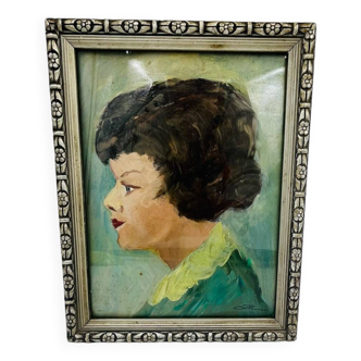 Painting head of a woman signed