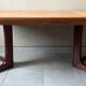 Vintage round Scandinavian table with extendable star center leg