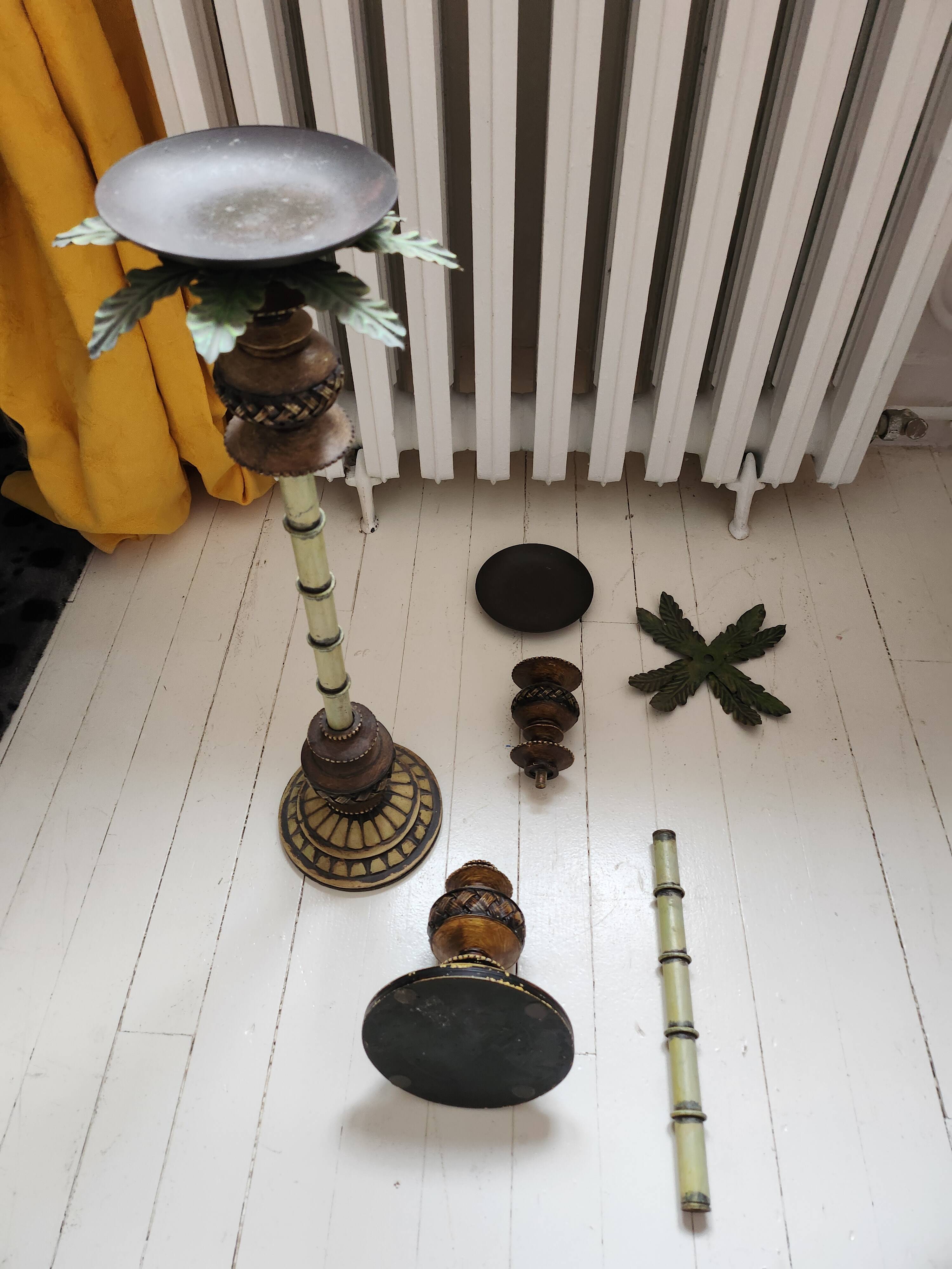 Wooden palm lamp bases or candle holders
