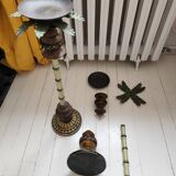 Wooden palm lamp bases or candle holders