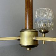 Mid Century Modern 3-light wood and glass chandelier