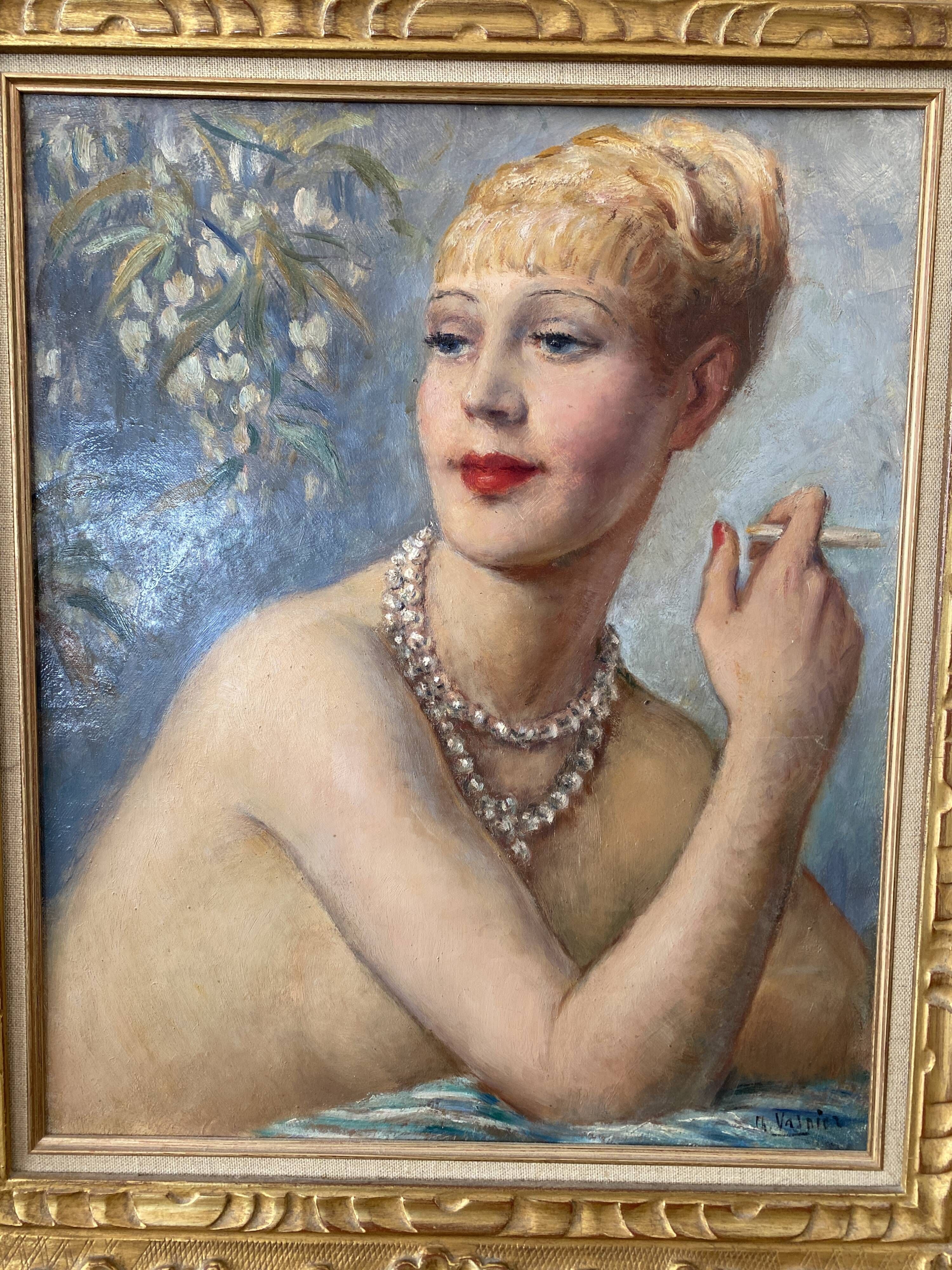 Portrait of an elegant woman signed Charles Vasnier (1873-1961)