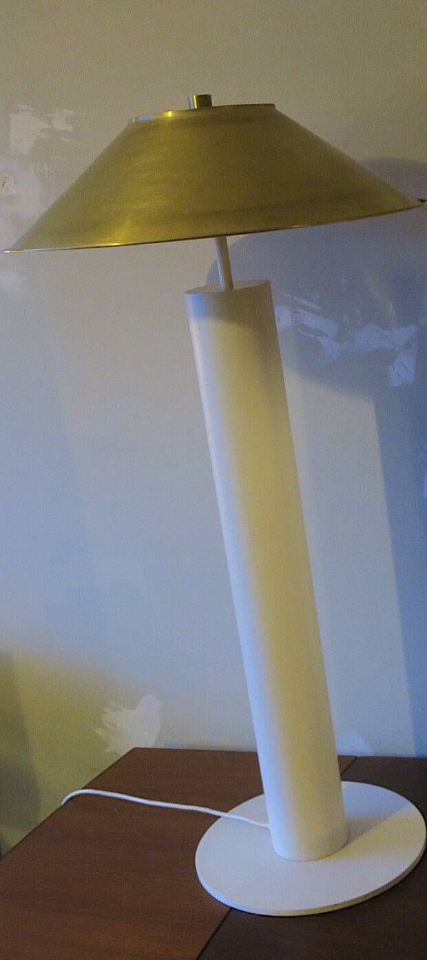 Mid century Italian floor lamp with brass shade, 1970s