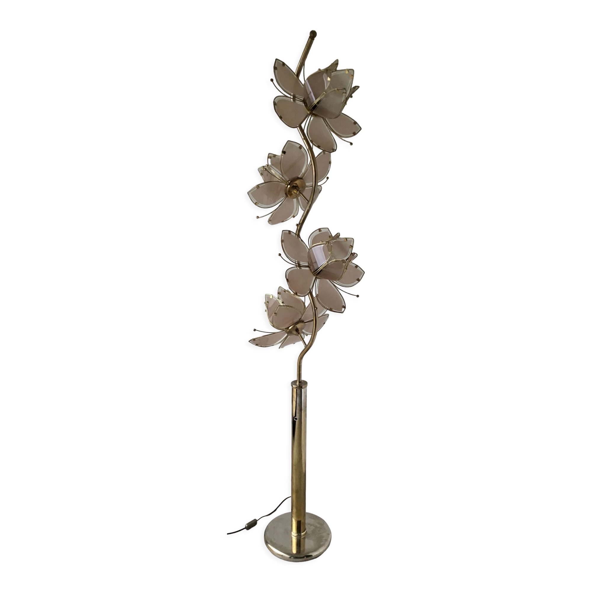 Hollywood Regency Lotus Flower Floor Lamp, Italian Design 1970s