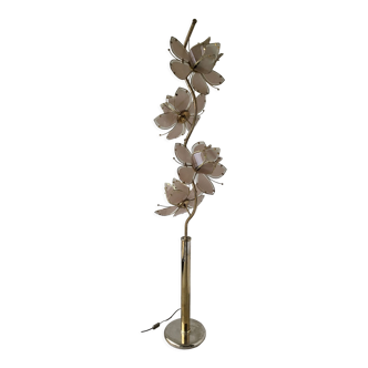 Lampadaire fleurs de lotus Hollywood Regency, design Italie 1970